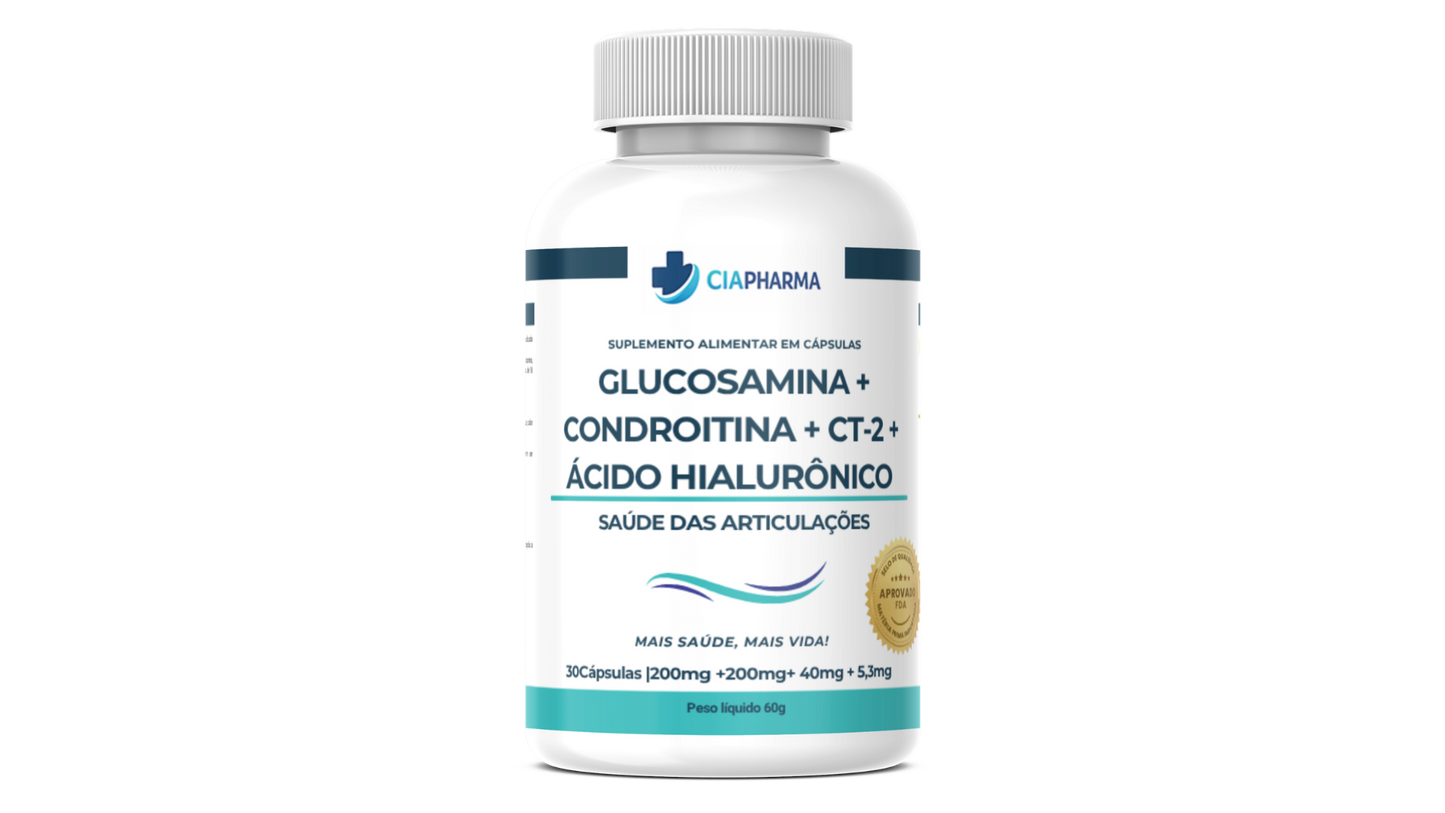 Glucosamina + Condroitina + UC-II® (CT2) + Ácido Hialurônico 200 mg + 200 mg + 40 mg + 5,3 mg – 30 cápsulas